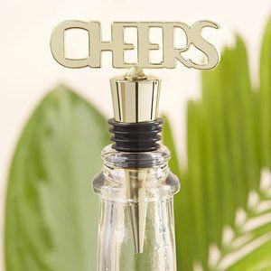 KATE ASPEN Cheers Bottle Stopper NWT Wine Celebration Gold